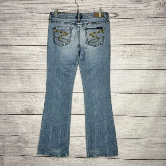 Seven7 Y2K Flare Low Rise Cotton Blend Jeans 5 pocket design size 30 Tall - Picture 2 of 5